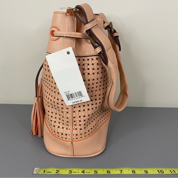 Big Buddha Light Pink Cream Orange Drawstring Shoulder Bag - Picture 3 of 16
